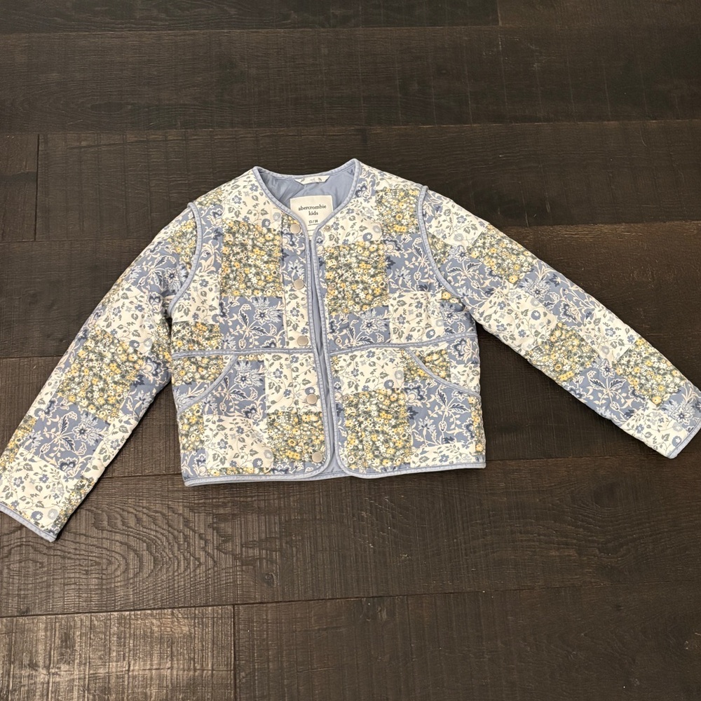 Floral Quilted Jacket in Blue and Yellow Abercrombie kids